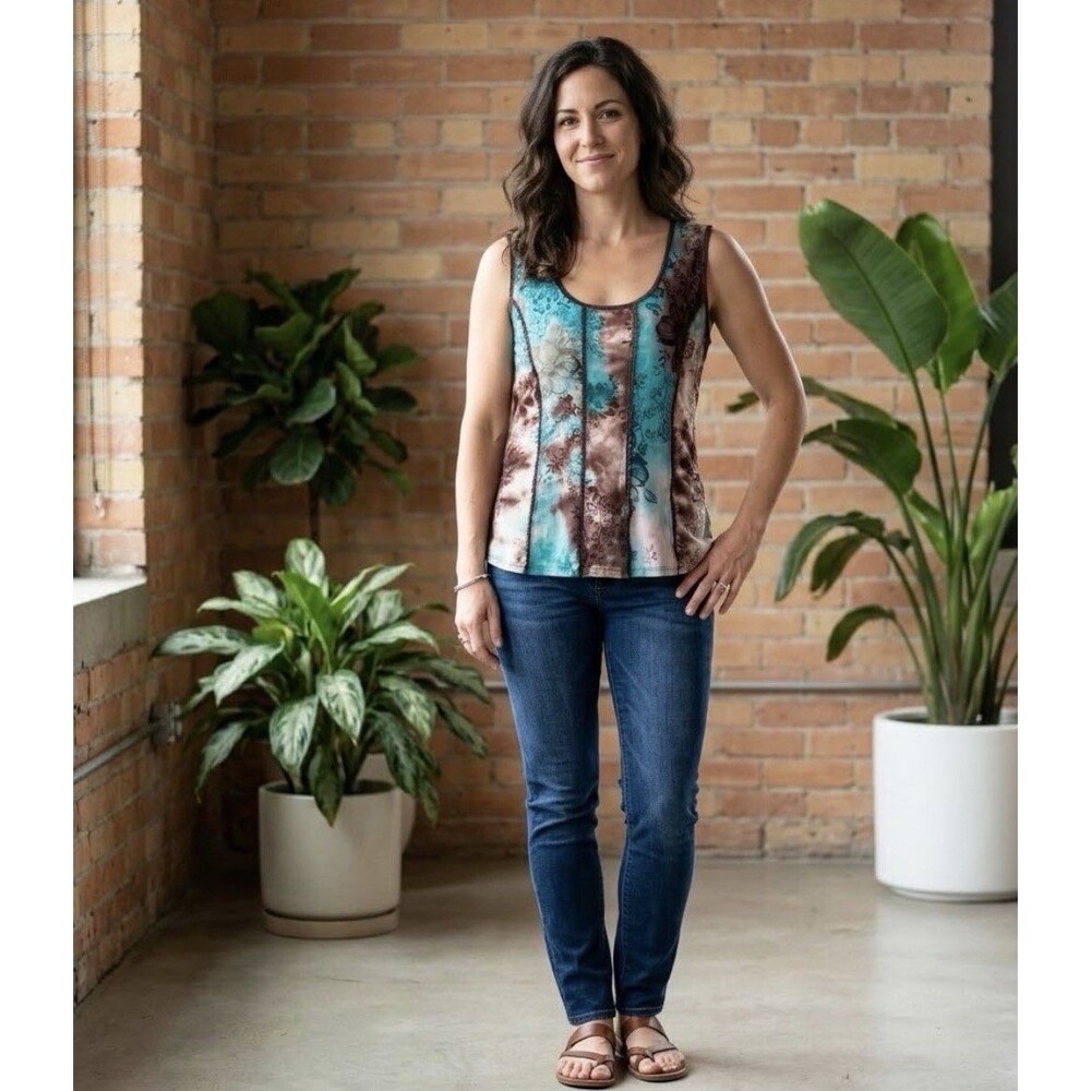 Y2K Sere Nade Velvet Floral Top Brown Size XL Sleeveless boho